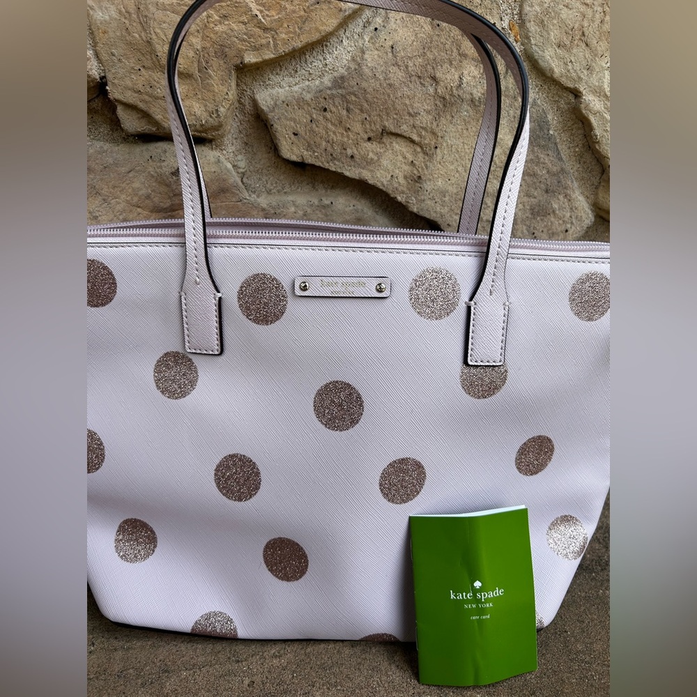 Kate Spade Pink and Gold Polka Dot Handbag